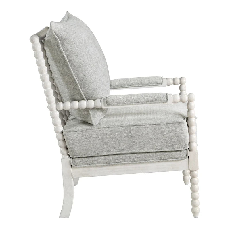 Kaylee Spindle Chair in Fabric with White Frame