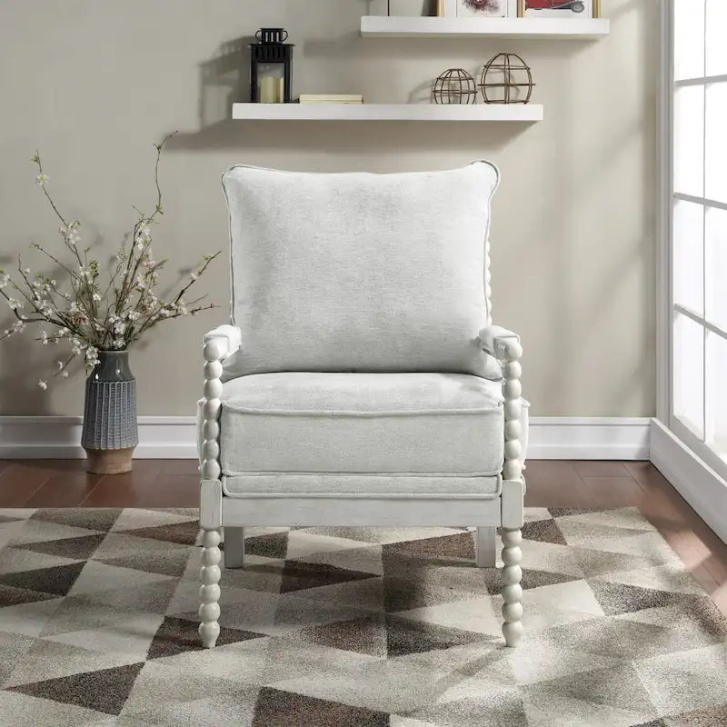 Kaylee Spindle Chair in Fabric with White Frame