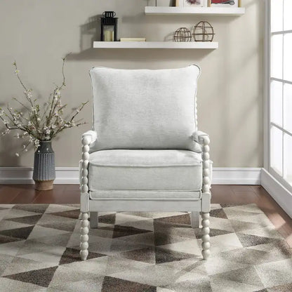 Kaylee Spindle Chair in Fabric with White Frame