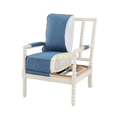Kaylee Spindle Chair in Fabric with White Frame