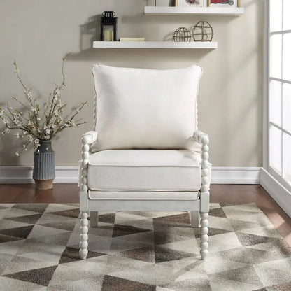 Kaylee Spindle Chair in Fabric with White Frame