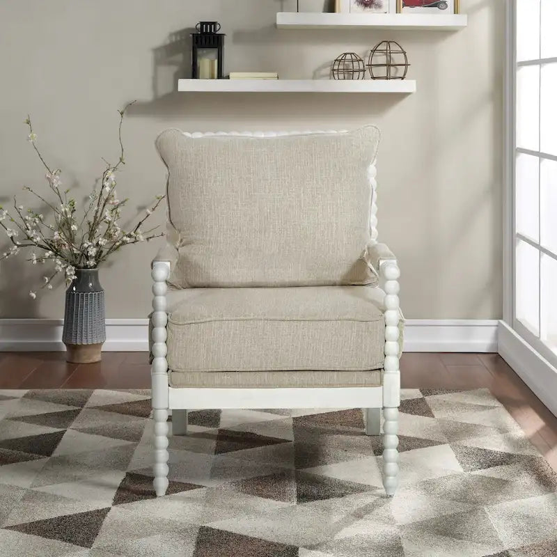 Kaylee Spindle Chair in Fabric with White Frame