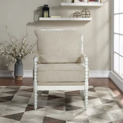 Kaylee Spindle Chair in Fabric with White Frame