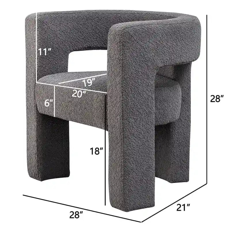 KINWELL 28 Wide Boucle Upholstered Square Armchair