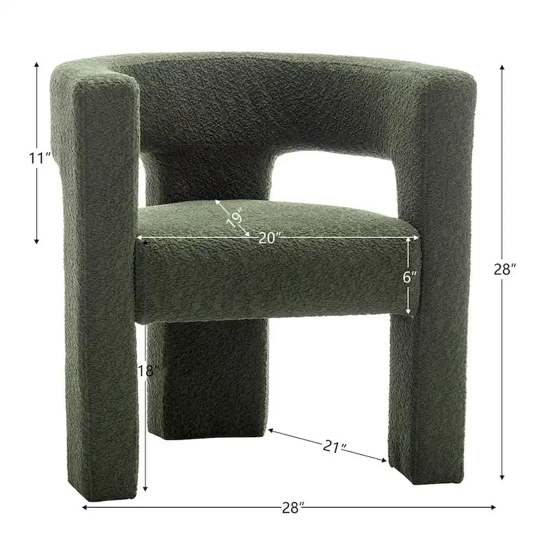 KINWELL 28 Wide Boucle Upholstered Square Armchair