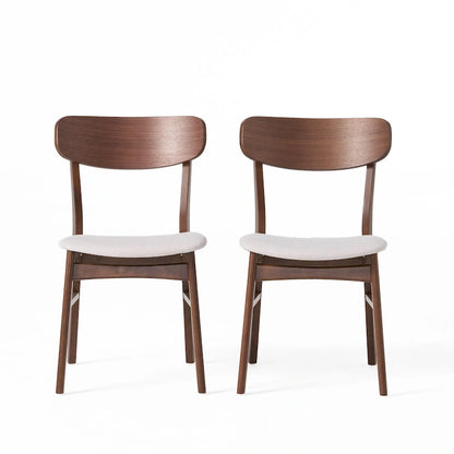 Fabric-upholstered Wood Dining Chairs (Set of 2) by Christopher Knight