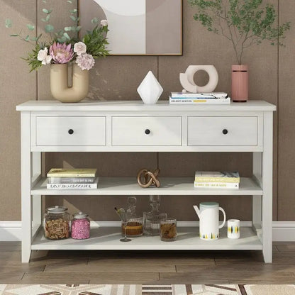 Entryway Console Table with 3 Drawers and 2 Open Shelves