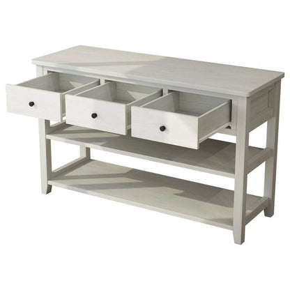 Entryway Console Table with 3 Drawers and 2 Open Shelves