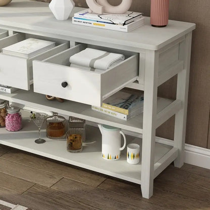 Entryway Console Table with 3 Drawers and 2 Open Shelves
