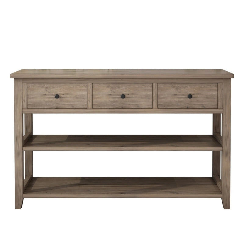 Entryway Console Table with 3 Drawers and 2 Open Shelves