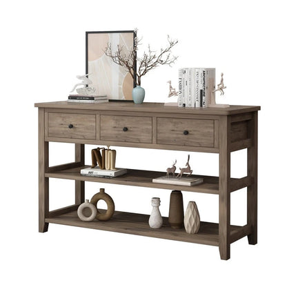 Entryway Console Table with 3 Drawers and 2 Open Shelves