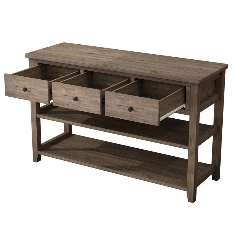 Entryway Console Table with 3 Drawers and 2 Open Shelves
