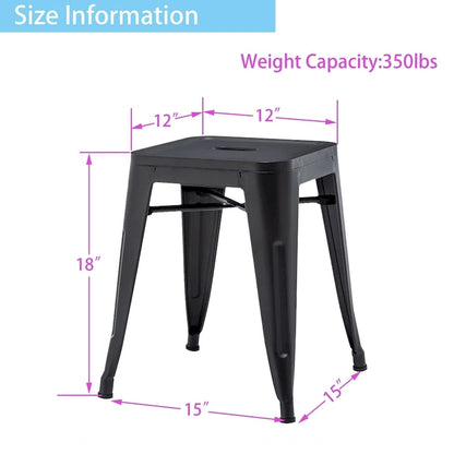 Backless Industrial Metal Bar Stool Kitchen Stackable Kids Stools Short Stools Metal Dining Chairs Set of 4 - 18inch