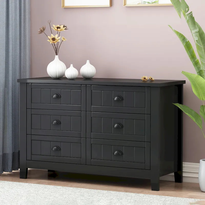 Modern Drawer Dresser for Bedroom,Chest of Dressers with Solid Wood Frame Retro Buffet Sideboard with Shell Handle