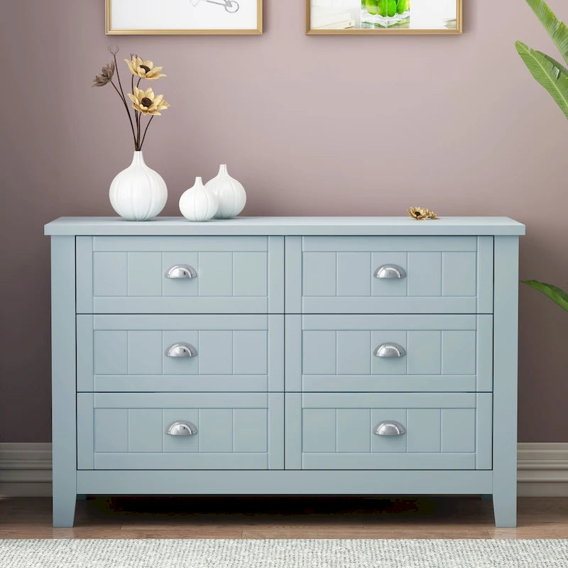 Modern Drawer Dresser for Bedroom,Chest of Dressers with Solid Wood Frame Retro Buffet Sideboard with Shell Handle