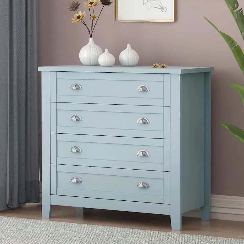 Modern Drawer Dresser for Bedroom,Chest of Dressers with Solid Wood Frame Retro Buffet Sideboard with Shell Handle