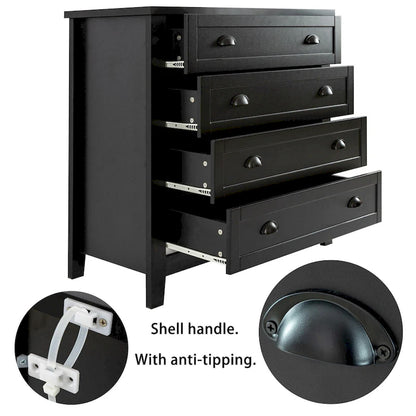 Modern Drawer Dresser for Bedroom,Chest of Dressers with Solid Wood Frame Retro Buffet Sideboard with Shell Handle