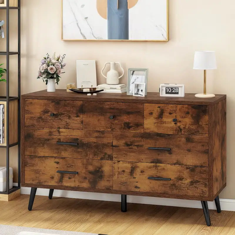 Moasis Modern 6 Drawers/7 Drawer Chest of Drawer Double Dresser