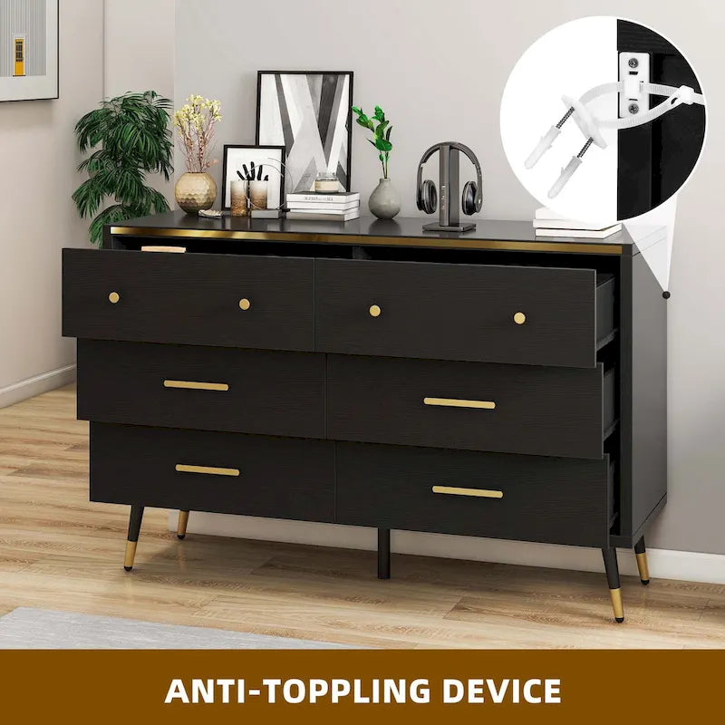 Moasis Modern 6 Drawers/7 Drawer Chest of Drawer Double Dresser