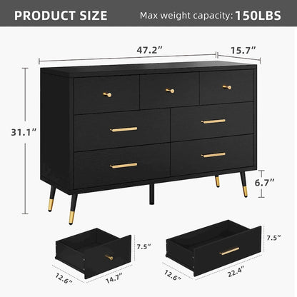Moasis Modern 6 Drawers/7 Drawer Chest of Drawer Double Dresser