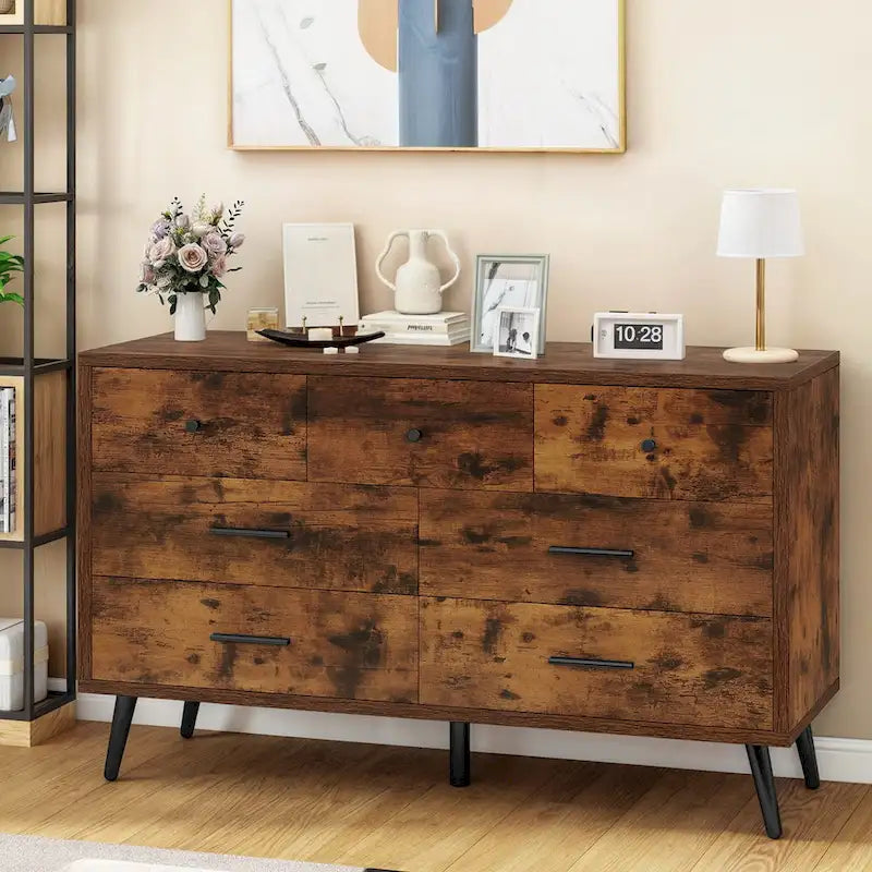 Moasis Modern 6 Drawers/7 Drawer Chest of Drawer Double Dresser