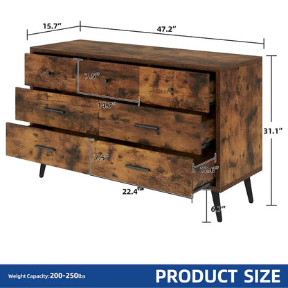 Moasis Modern 6 Drawers/7 Drawer Chest of Drawer Double Dresser