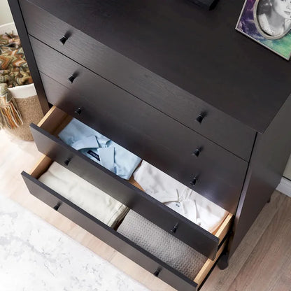 Mid-Century Modern 5 Drawer Dresser, Wood Chest of Drawers