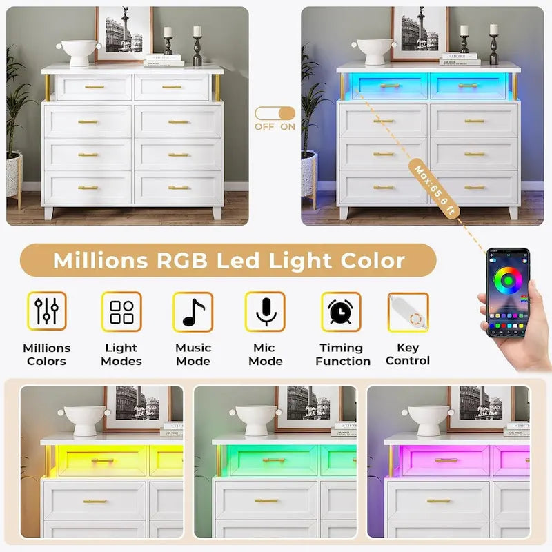 Dresser for Bedroom with 8 Drawer Dresser, Chests of Drawers