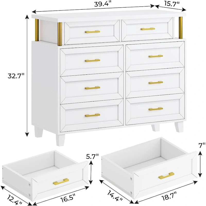 Dresser for Bedroom with 8 Drawer Dresser, Chests of Drawers