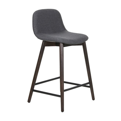 Upholstered Solid Wood Counter Stool With Footrest by East at Main