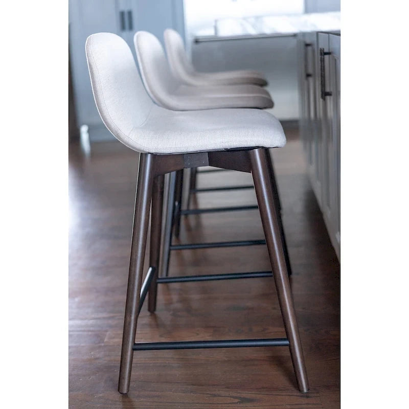 Upholstered Solid Wood Counter Stool With Footrest by East at Main