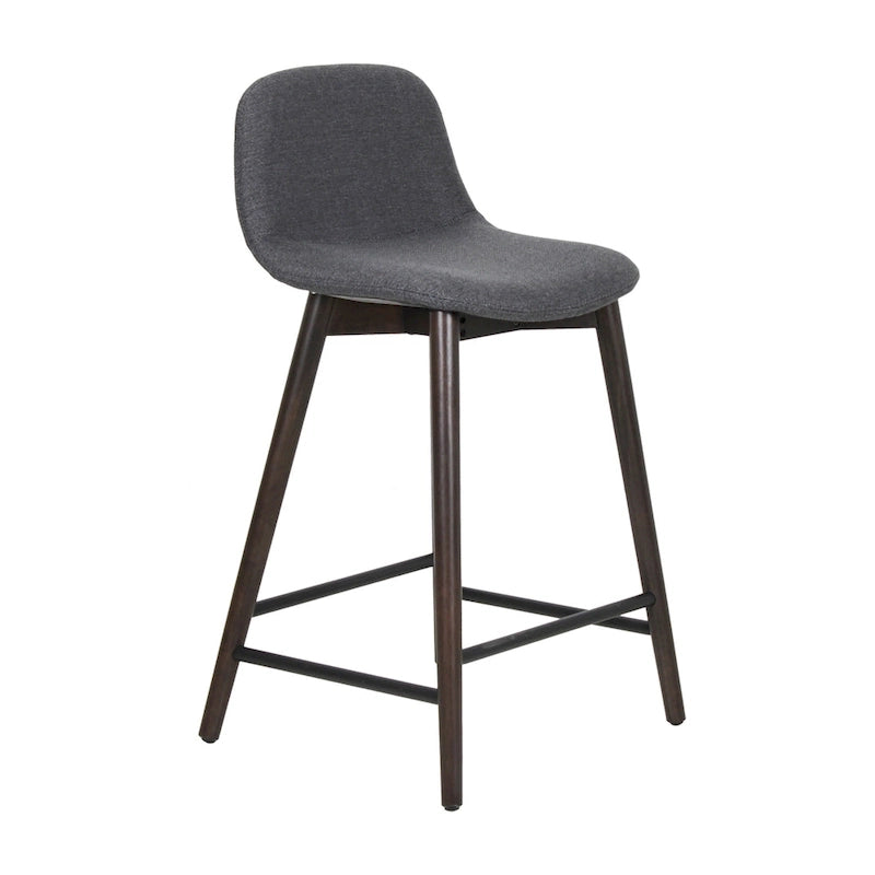 Upholstered Solid Wood Counter Stool With Footrest by East at Main