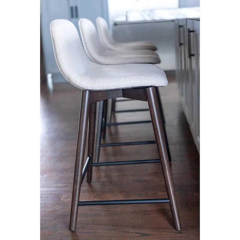 Upholstered Solid Wood Counter Stool With Footrest by East at Main