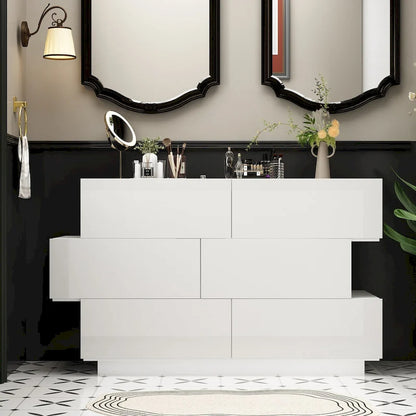 6 Drawer Chest Bedroom Modern High Gloss Wood Dresser Closet Storage