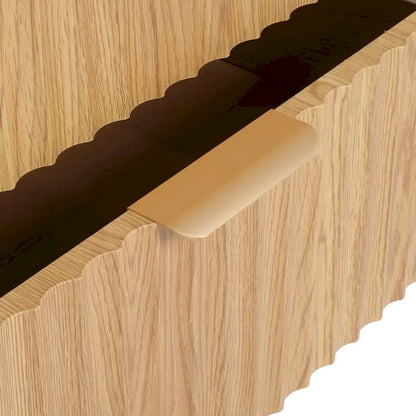 Moasis Modern Fluted 3-Drawer Dresser Chest of Drawers Natural Oak