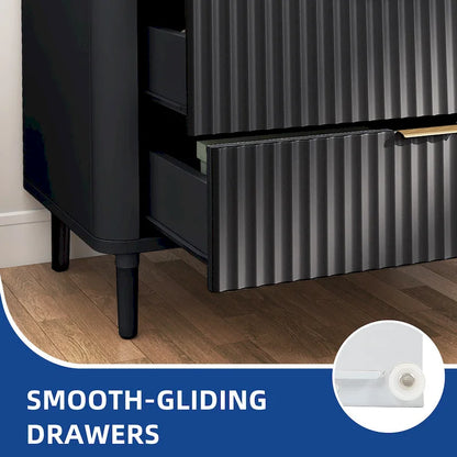 Moasis Modern Fluted 3-Drawer Dresser Chest of Drawers Natural Oak