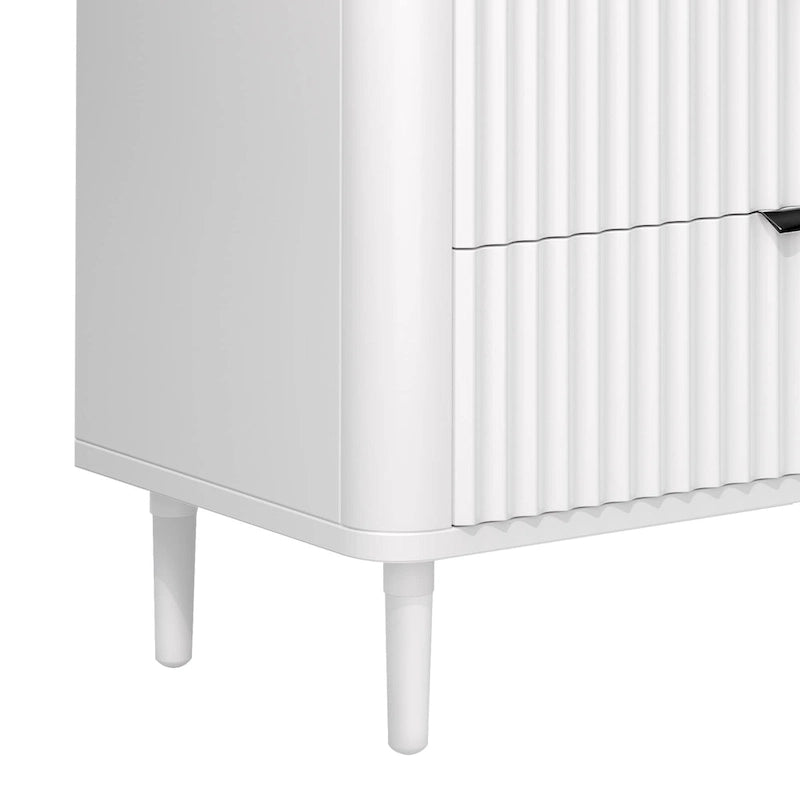 Moasis Modern Fluted 3-Drawer Dresser Chest of Drawers Natural Oak