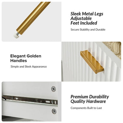 Gilb Modern 3-Drawer Dresser Nightstand with Metal Legs by HULALA HOME