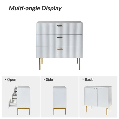 Gilb Modern 3-Drawer Dresser Nightstand with Metal Legs by HULALA HOME