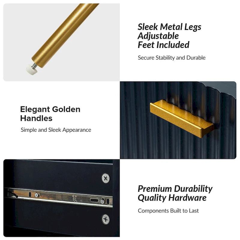 Gilb Modern 3-Drawer Dresser Nightstand with Metal Legs by HULALA HOME