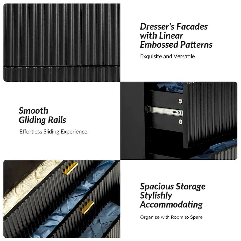 Gilb Modern 3-Drawer Dresser Nightstand with Metal Legs by HULALA HOME