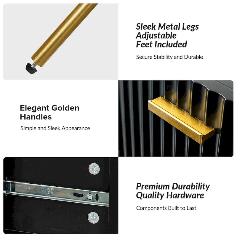 Gilb Modern 3-Drawer Dresser Nightstand with Metal Legs by HULALA HOME