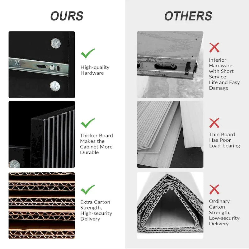 Gilb Modern 3-Drawer Dresser Nightstand with Metal Legs by HULALA HOME