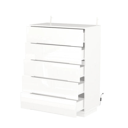 31.5 High Gloss Chest With Light Chest w/5 Drawers&Spacious Tabletop
