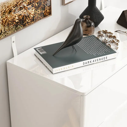 31.5 High Gloss Chest With Light Chest w/5 Drawers&Spacious Tabletop