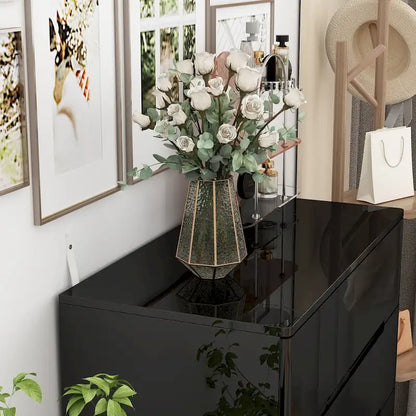 31.5 High Gloss Chest With Light Chest w/5 Drawers&Spacious Tabletop