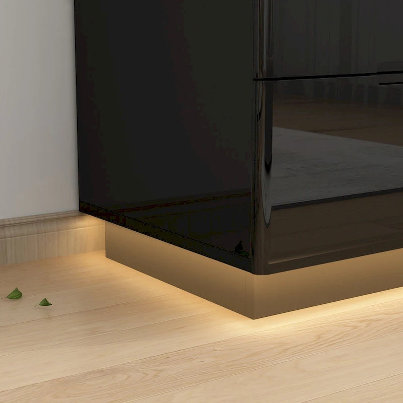 31.5 High Gloss Chest With Light Chest w/5 Drawers&Spacious Tabletop