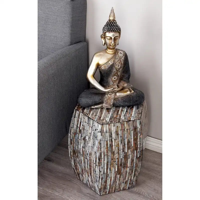 Lovely Wood Contemporary Shell Inlay Stool