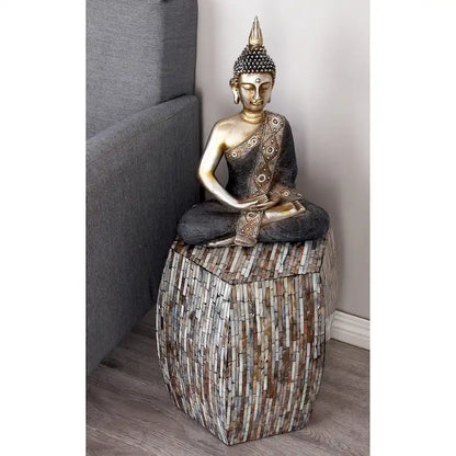 Lovely Wood Contemporary Shell Inlay Stool