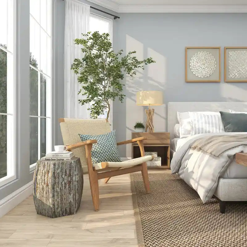 Lovely Wood Contemporary Shell Inlay Stool